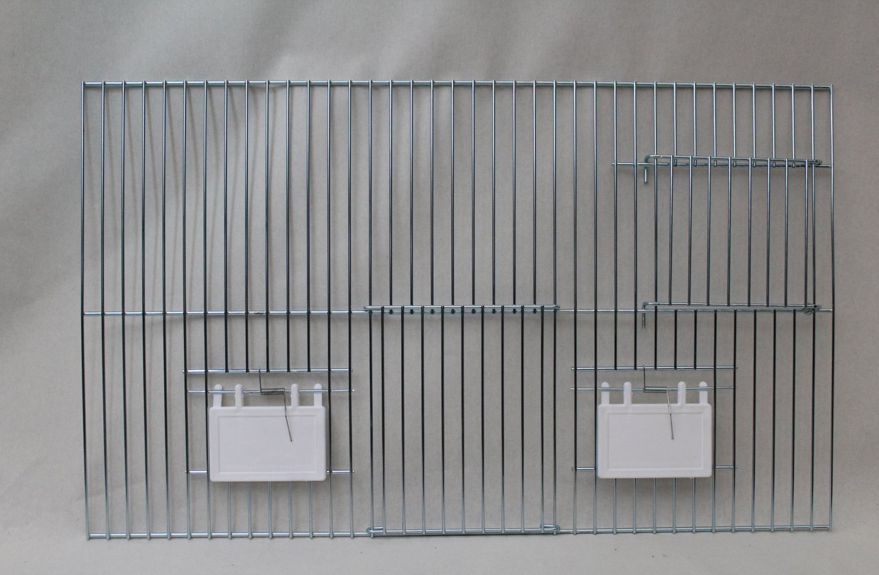 grey cage  front 2 doors , 2 seed flaps 60 cm x 40cm